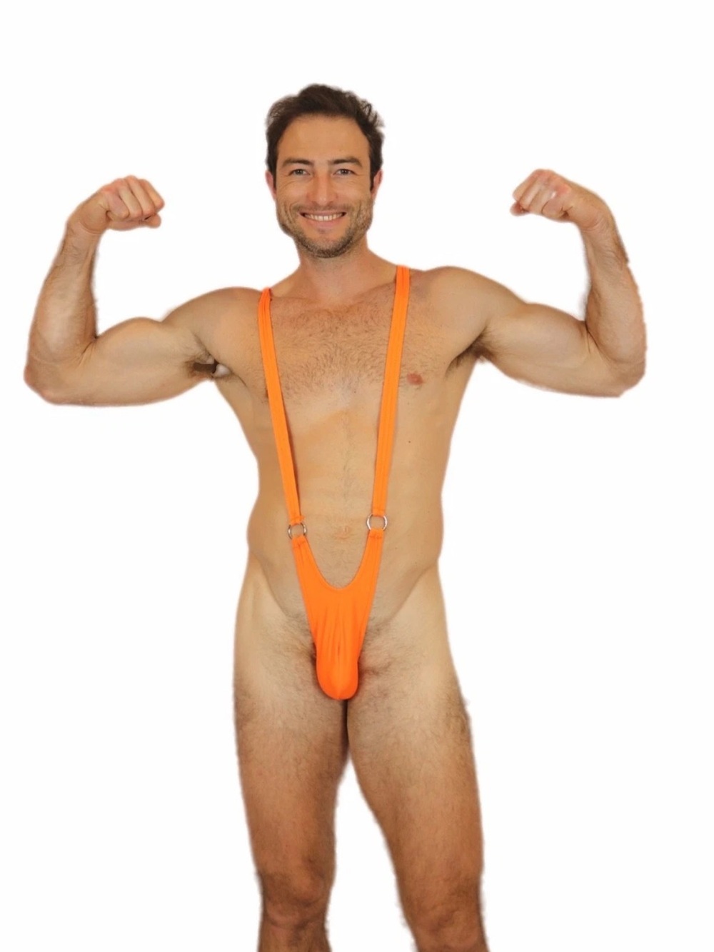 Male Power Men's Mankini Orange Stretch Micro Singlet Pouch